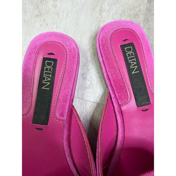Deltan Pink Jeweled Rhinestone Velvet Mules Size 6 - Picture 5 of 5